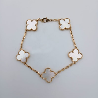 Van Cleef & Arpels ヴァンクリーフ&アーペル ヴィンテージアルハンブラ 750YG ブレスレット VCARA41800 K18イエローゴールド ホワイト ゴールド レディース【中古】