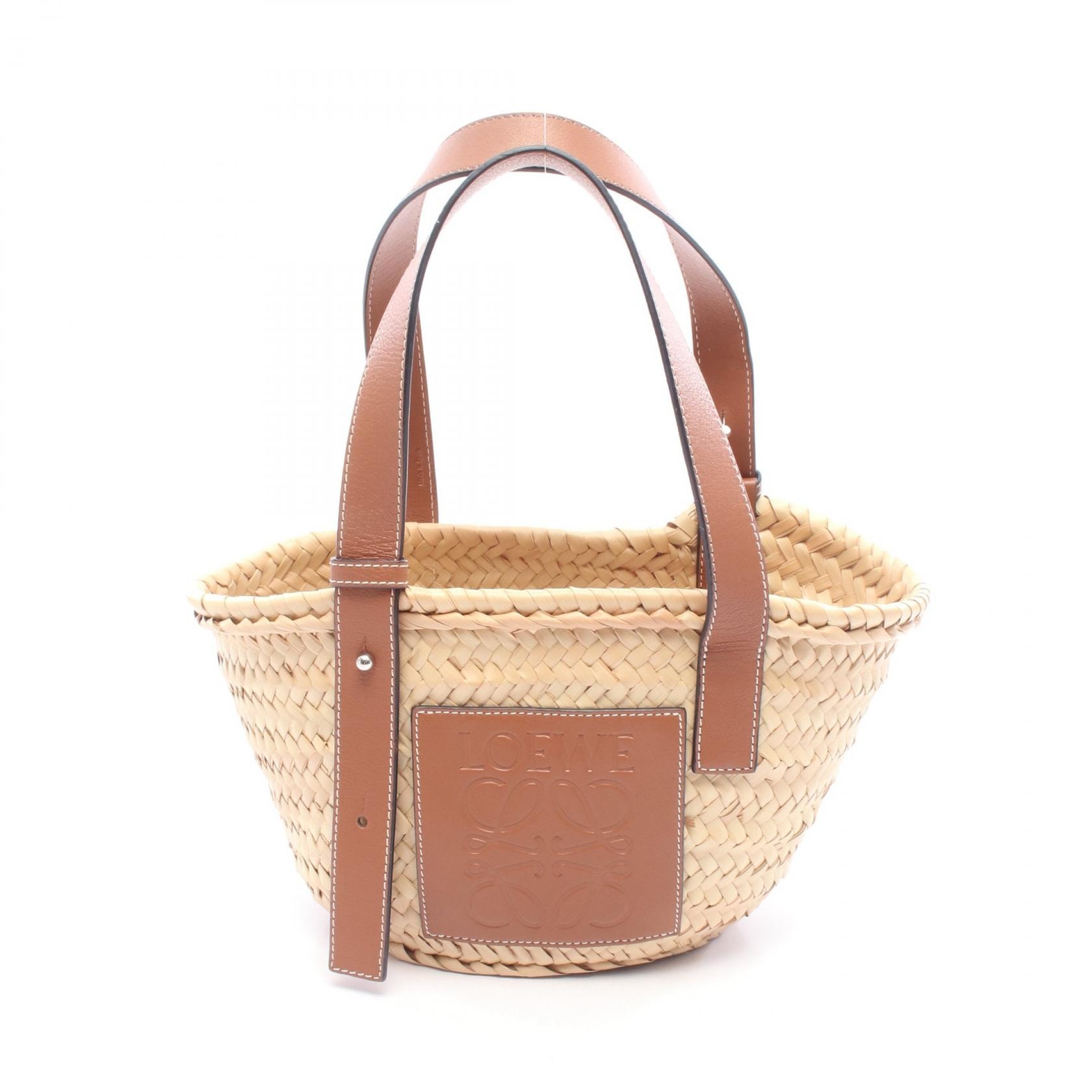ロエベ LOEWE バスケットバッグ S スモール ハンドバッグ バッグ レザー ラフィア レディース ベージュ系 / ブラウン系 【中古】