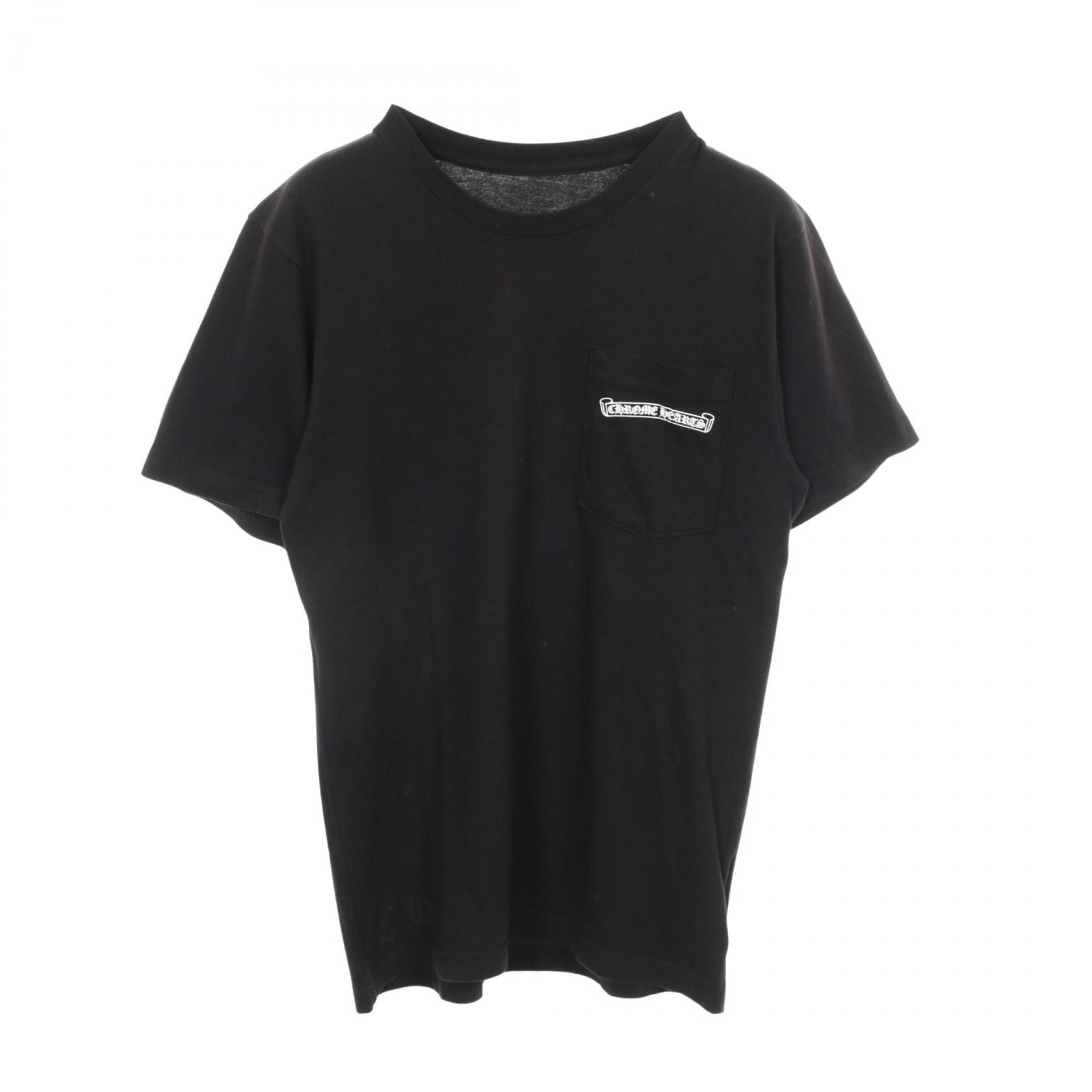 クロムハーツ CHROME HEARTS バックロゴ ポケット付き 半袖Tシャツ 衣料品 トップス コットン メンズ ブラック系 【中古】