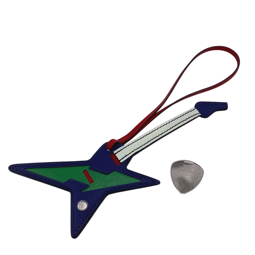 エルメス HERMES チャーム バッグチャーム ロデオ ロックチャーム ピック付き エレキギター ネイビー