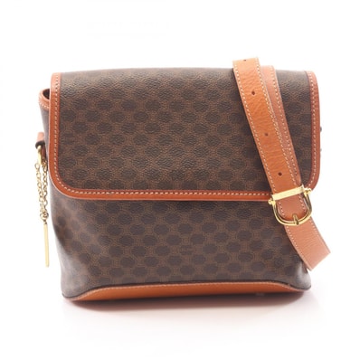 セリーヌ CELINE マカダム ショルダーバッグ バッグ PVCコーティングキャンバス レザー レディース ブラウン系 【中古】