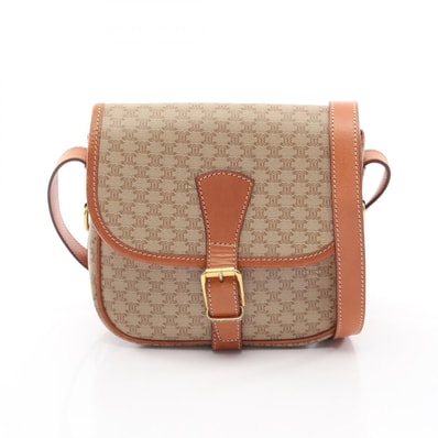 セリーヌ CELINE マカダム ショルダーバッグ バッグ PVCコーティングキャンバス レザー レディース ベージュ系 / ブラウン系 【中古】