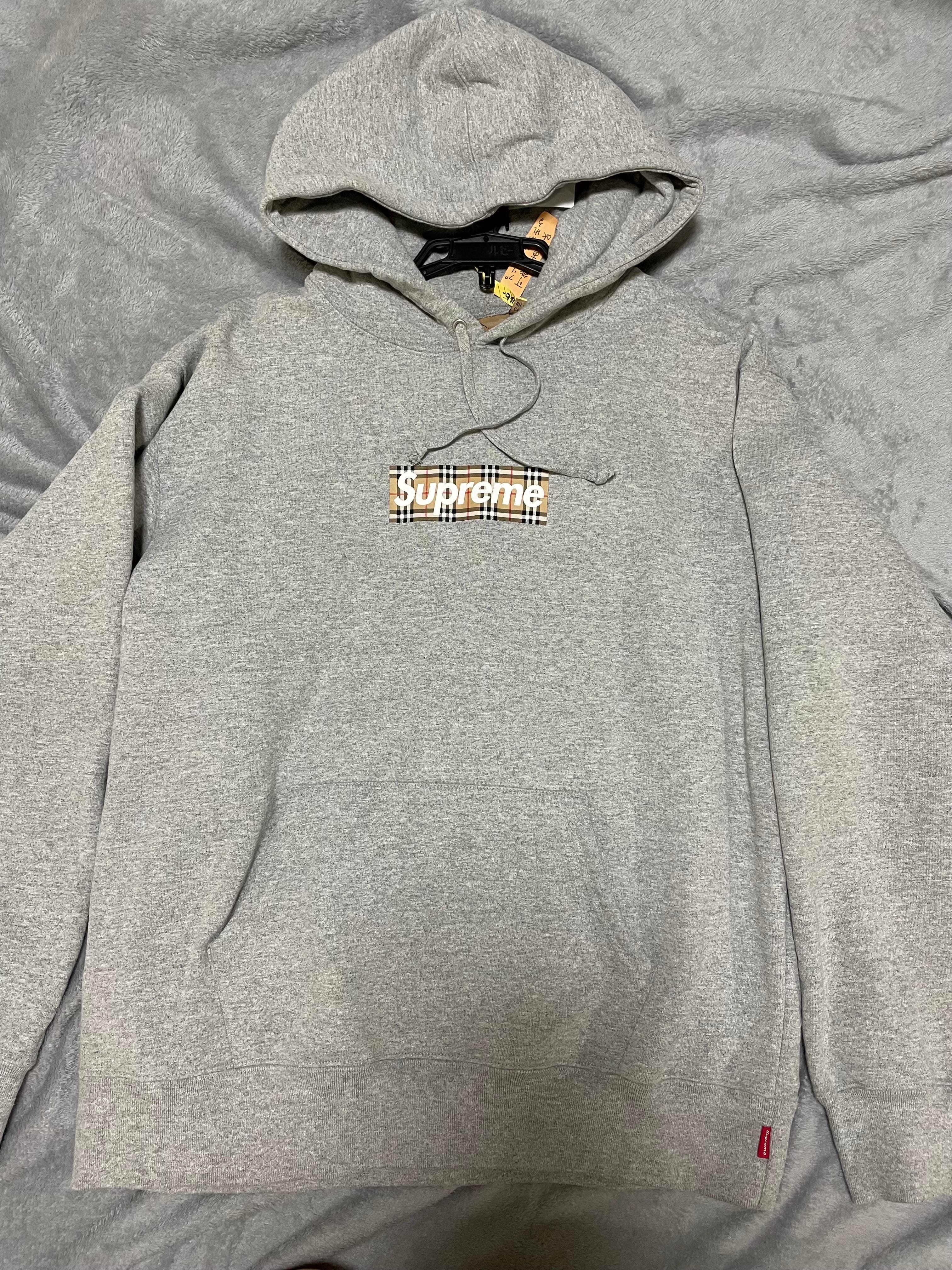 Supreme / Burberry Box Logo Hooded Sweatshirt "Heather Grey"