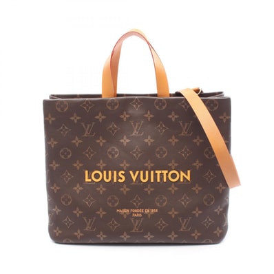 ルイ・ヴィトン LOUIS VUITTON ショッパートートMM トートバッグ バッグ レザー モノグラム メンズ ブラウン系 M13928 【中古】