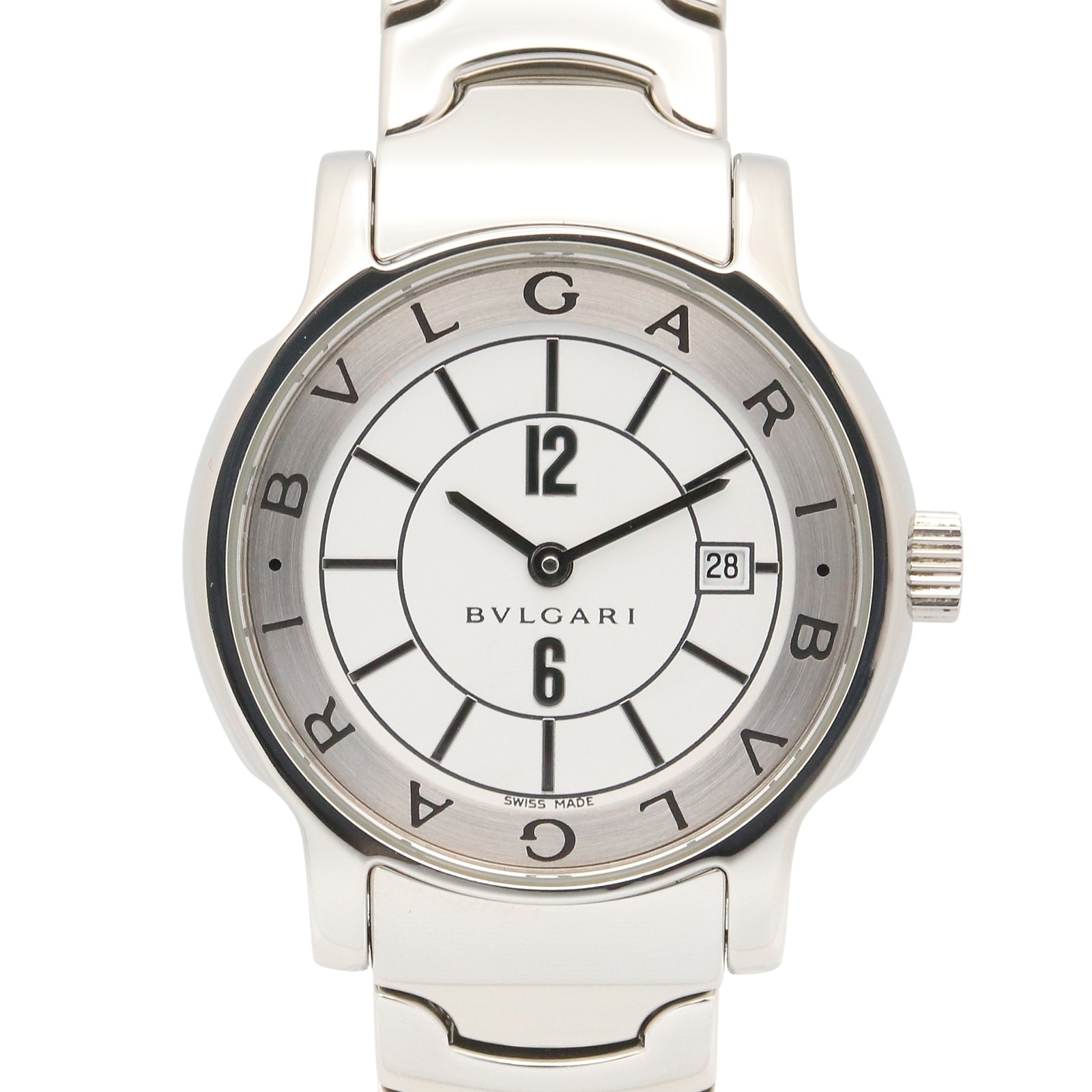 ブルガリ BVLGARI ソロテンポ 腕時計 時計 ステンレススチール レディース ホワイト系 ST29S 【中古】