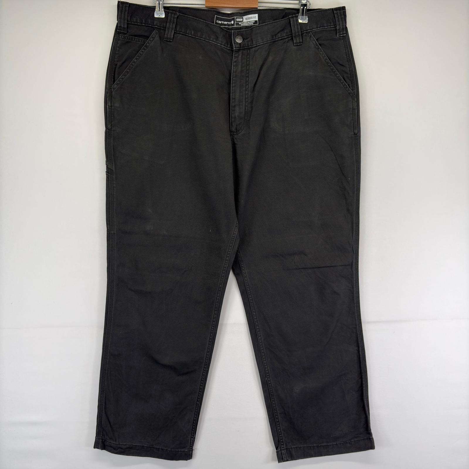 古着 カーハート Carhartt ダック パンツ ワンポイント ジップ ワーク 作業着 ツールポケット w42 L30  グレー メンズ