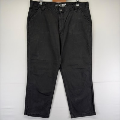 古着 カーハート Carhartt ダック パンツ ワンポイント ジップ ワーク 作業着 ツールポケット w42 L30 グレー メンズ
