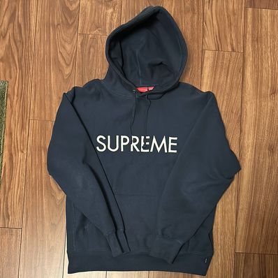 Supreme Capital Hooded Sweatshirt "Navy"