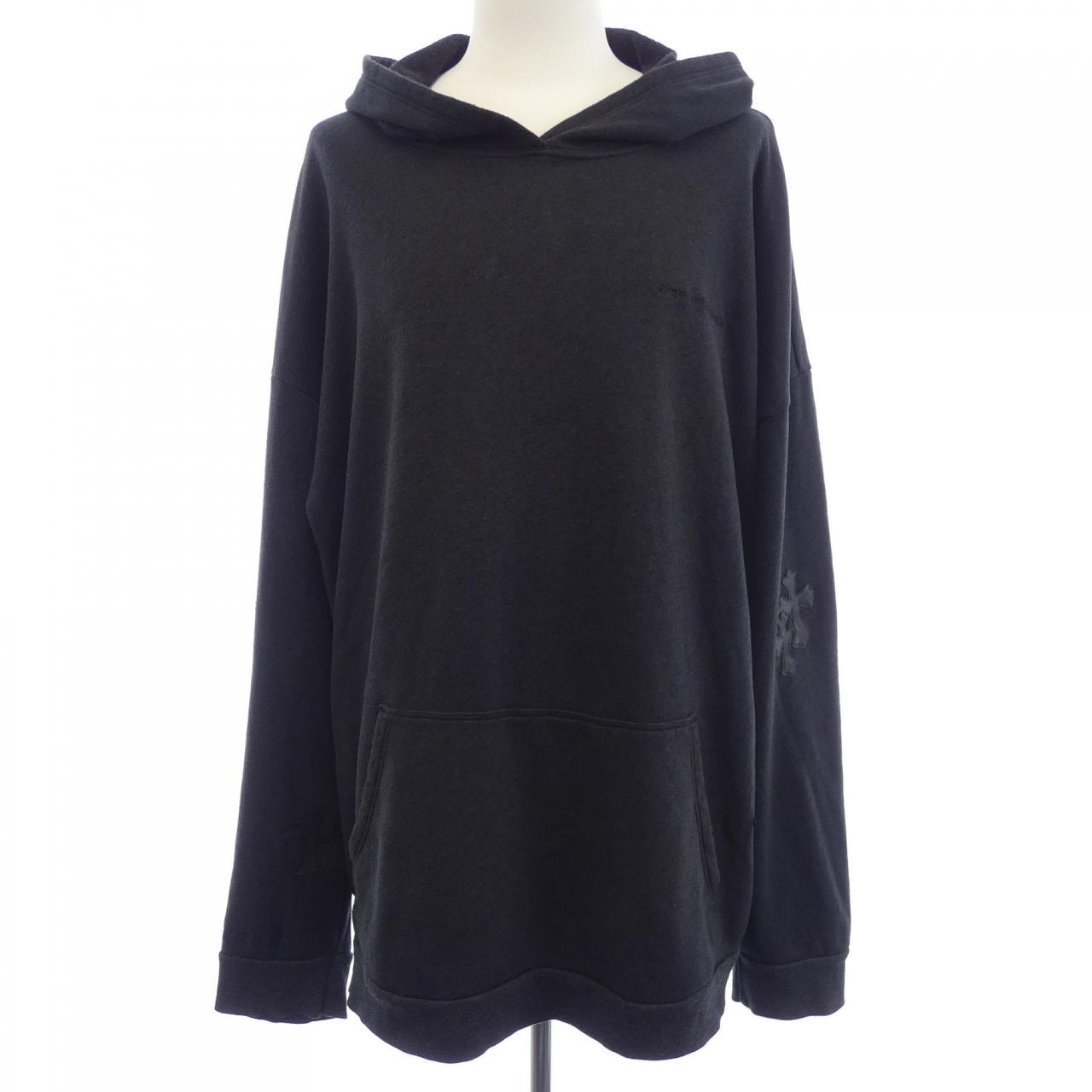 Chrome Hearts Y Not Cemetery Cross Leather Patch Pullover Hoodie "Black"