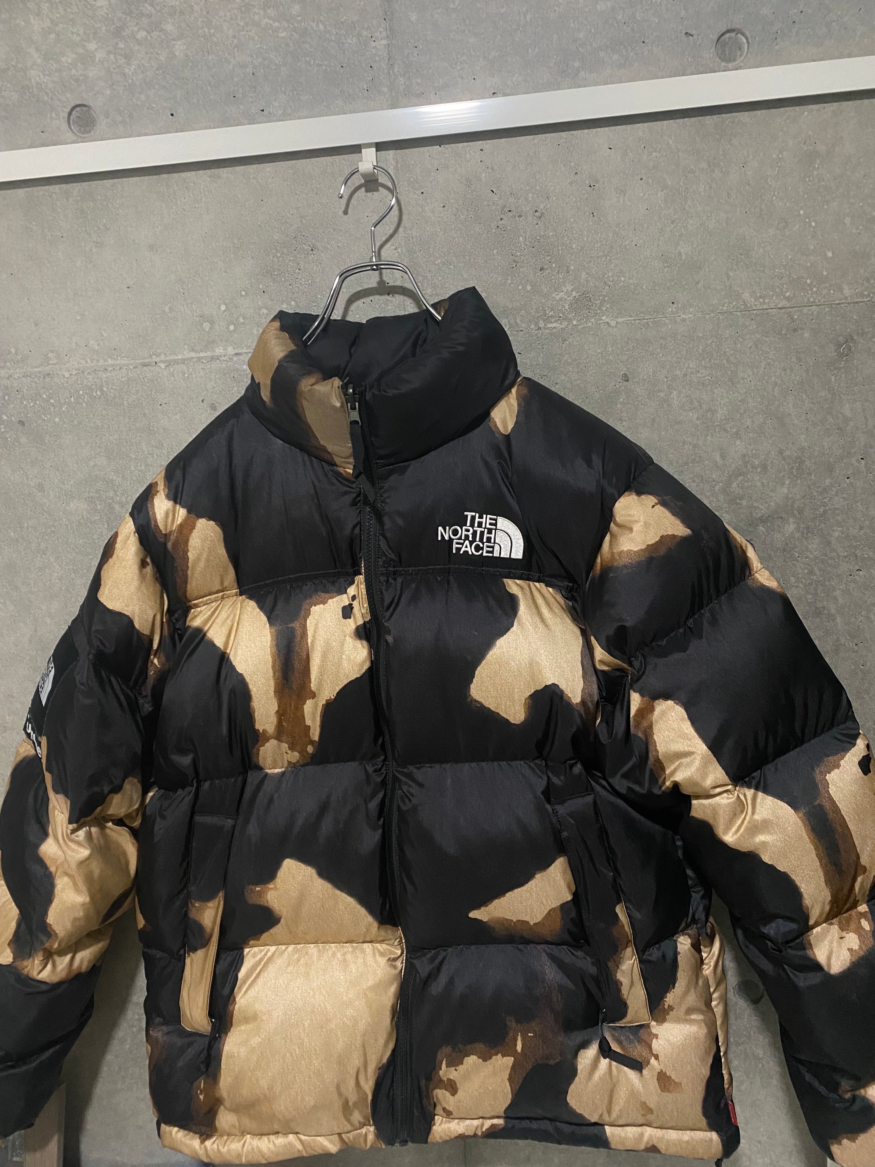 Supreme x The North Face Bleached Denim Print Nuptse Jacket "Black"