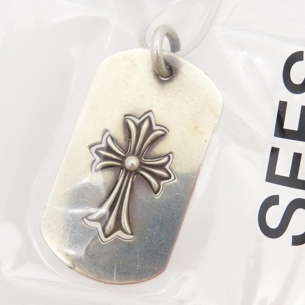 Chrome Hearts Tiny CH Cross Cut Out Large Dog Tag "Silver"