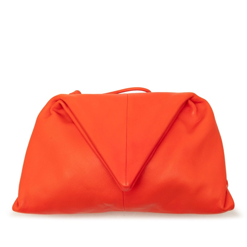 ボッテガヴェネタ トライアングル クラッチバッグ セカンドバッグ オレンジ レザー レディース BOTTEGAVENETA 中古