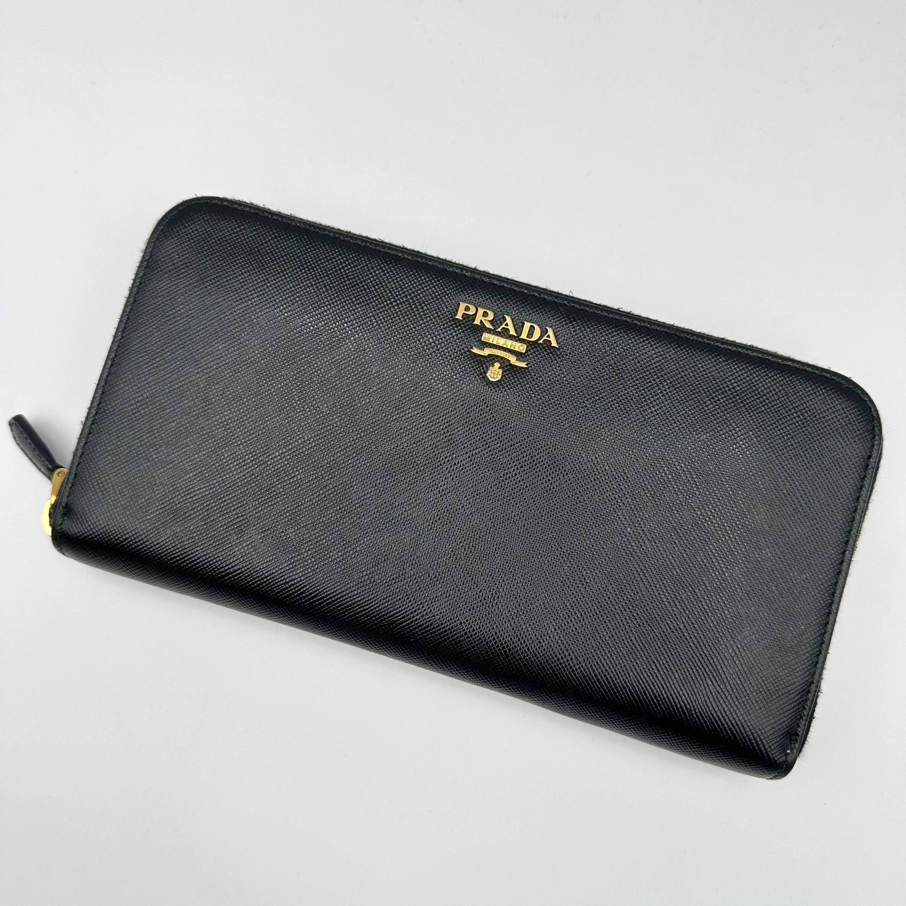 PRADA Large Saffiano Leather Wallet "Black"