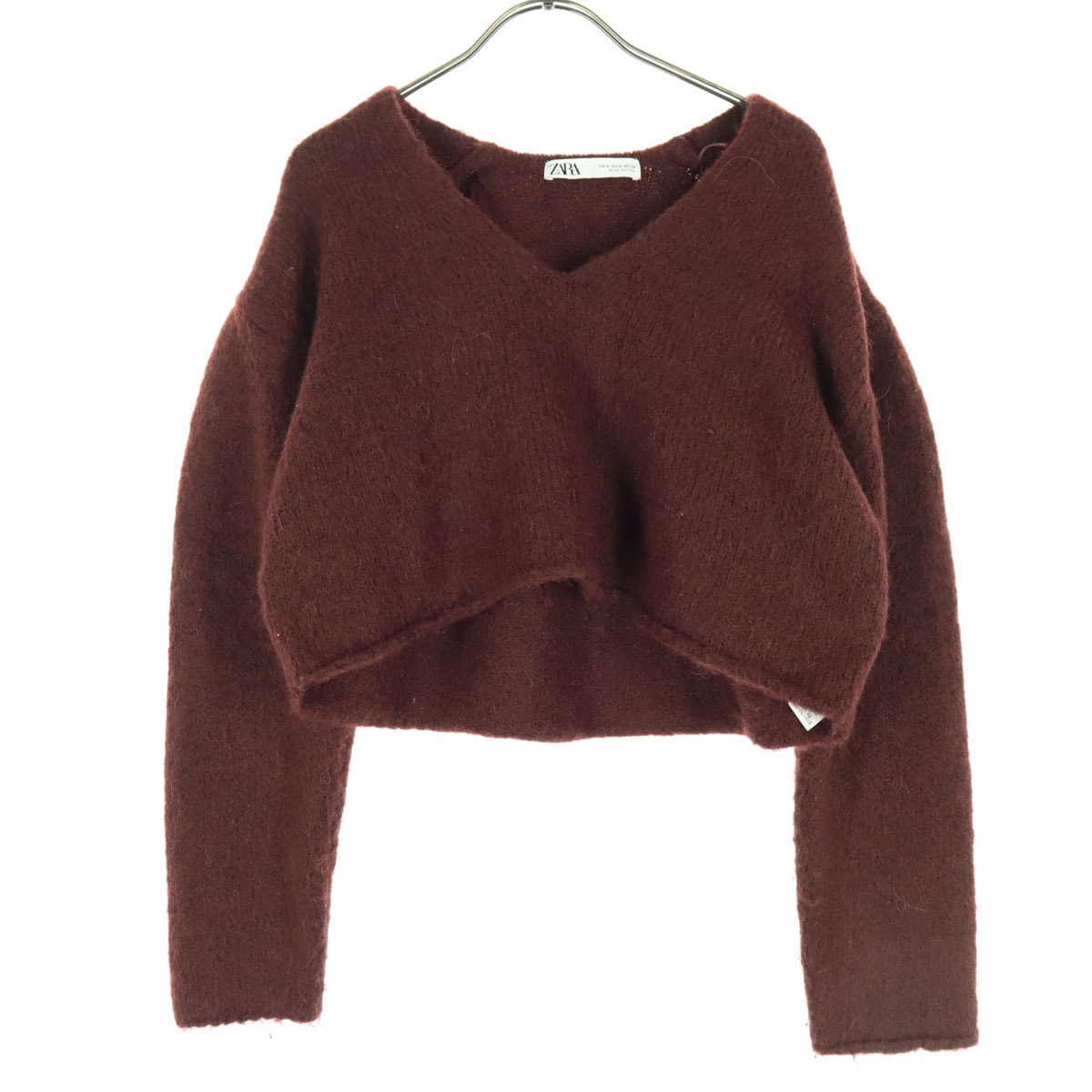 ZARA ザラ 長袖 Vネック ショート ニット S レッド系