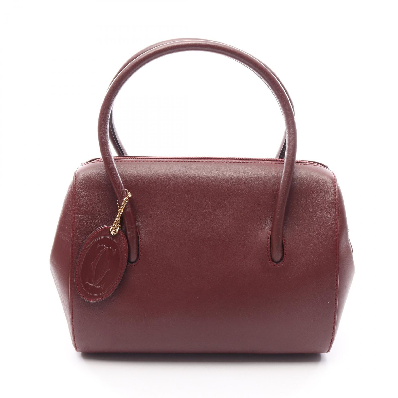 カルティエ CARTIER マストライン ハンドバッグ バッグ レザー レディース ボルドー系 【中古】