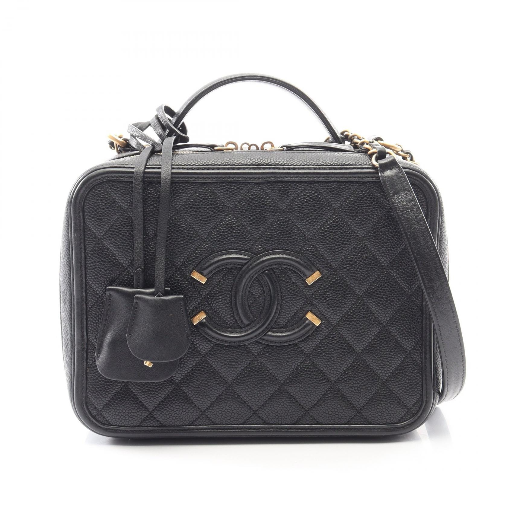 シャネル CHANEL CCフィリグリー マトラッセ バニティ 2WAY ショルダーバッグ バッグ キャビアスキン(グレインドカーフ) レディース ブラック系 A93344 【中古】