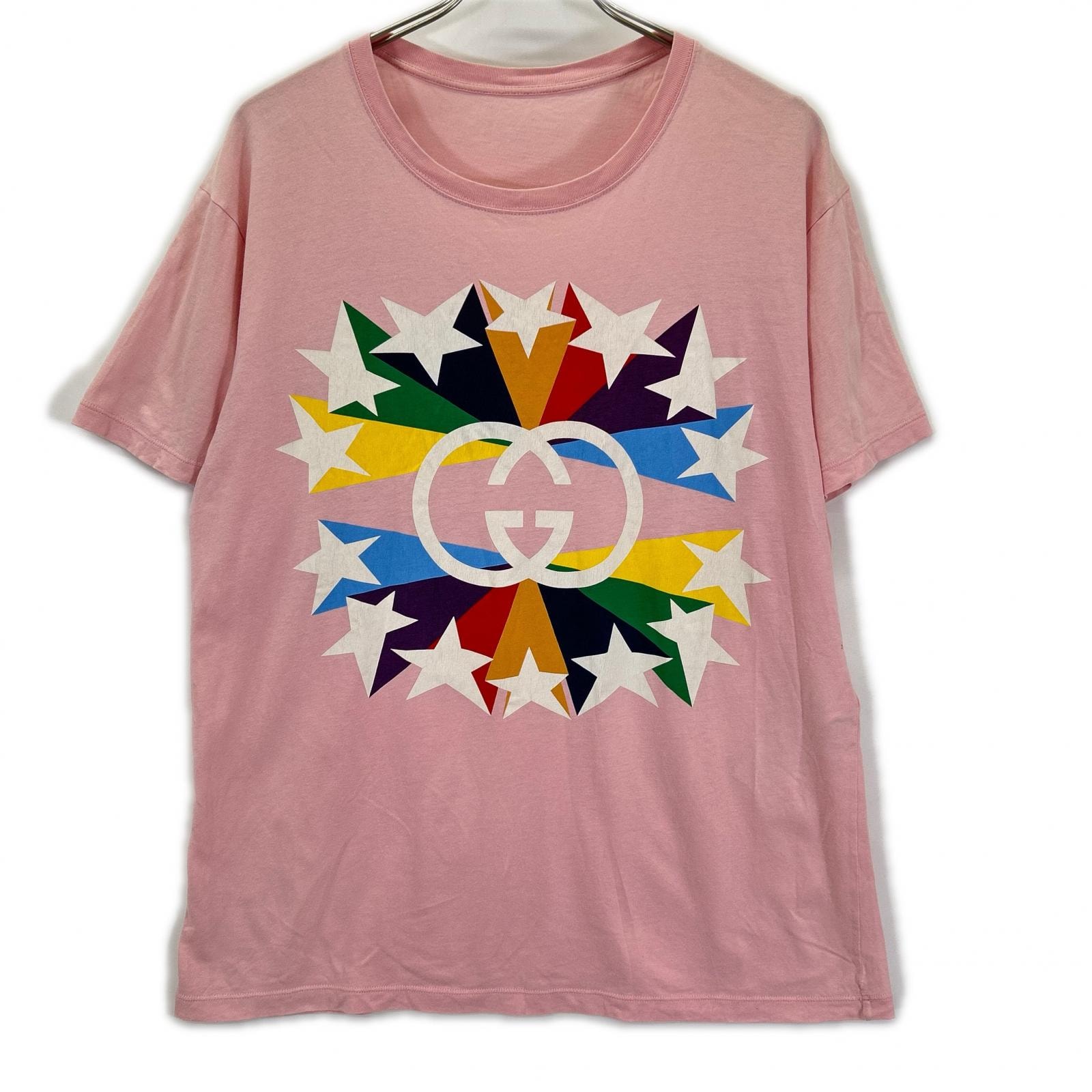 グッチ 21AW 548334 ピンク インターロッキング プリントTシャツ S