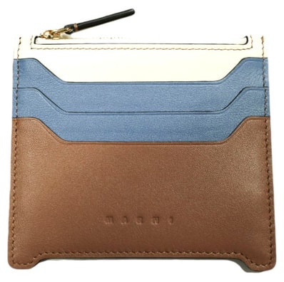 新品 MARNI マルニ 25SS イタリア製 TRUNKAROO CARD HOLDER レザーカードケース PFMO0112U2P6948 OPAL/CINNAMON/SHELL(ZO879) 財布 ウォレット 定価71,500円 g24994