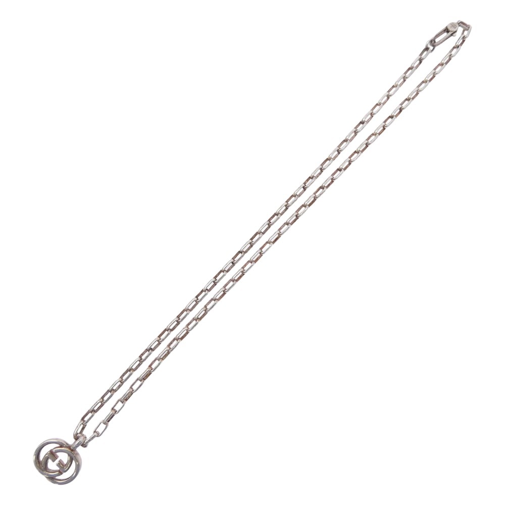 GUCCI グッチ ネックレス インターロッキング GGロゴ ペンダント チェーン ネックレス シルバー系【中古】