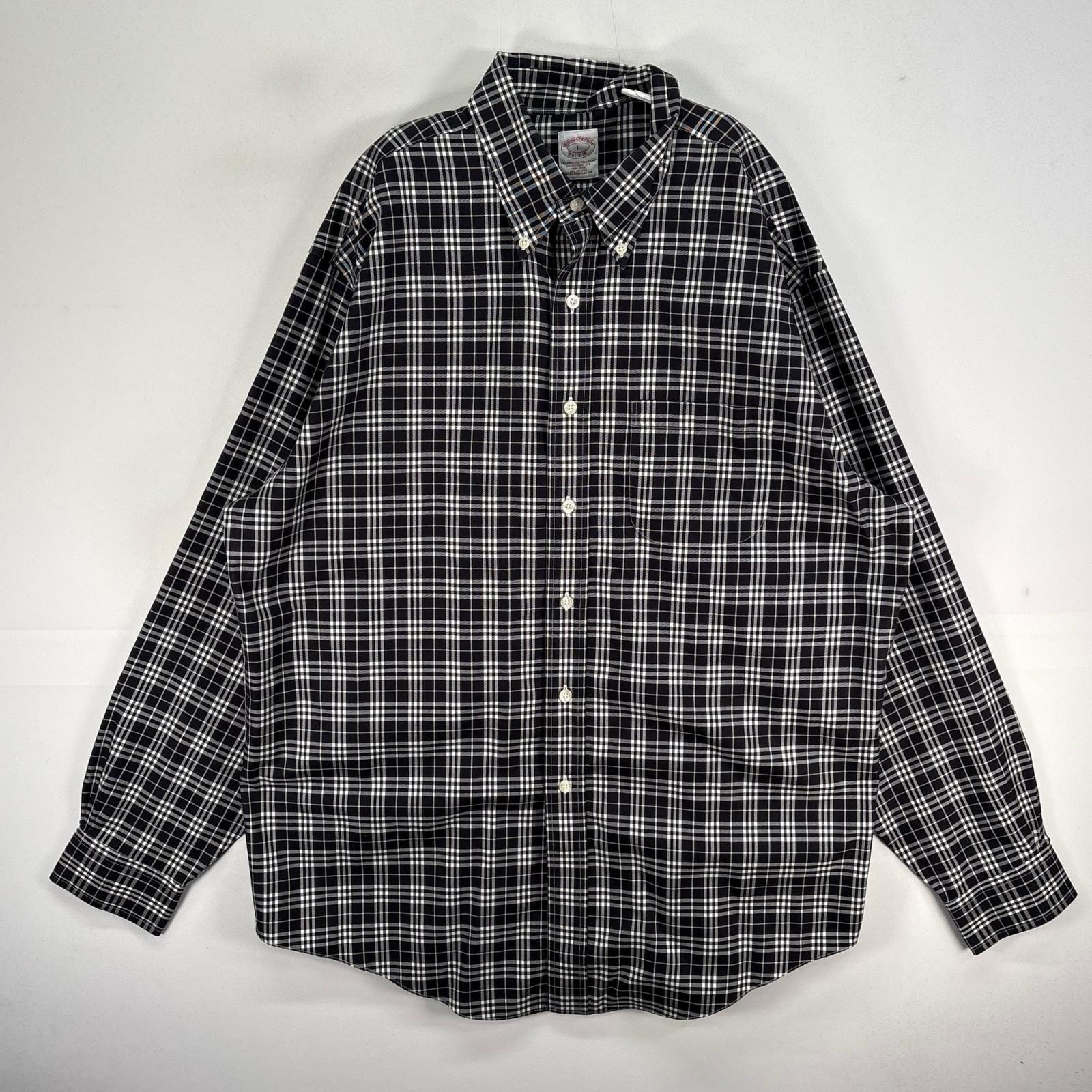 古着 ブルックスブラザーズ Brooks Brothers 長袖シャツ チェック 胸ポケ ボタンダウン L  ブラック系 マルチカラー メンズ