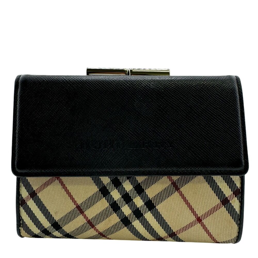 バーバリー BURBERRY 三つ折り財布 ノバチェック がま口 フラップ コンパクトウォレット ベージュ