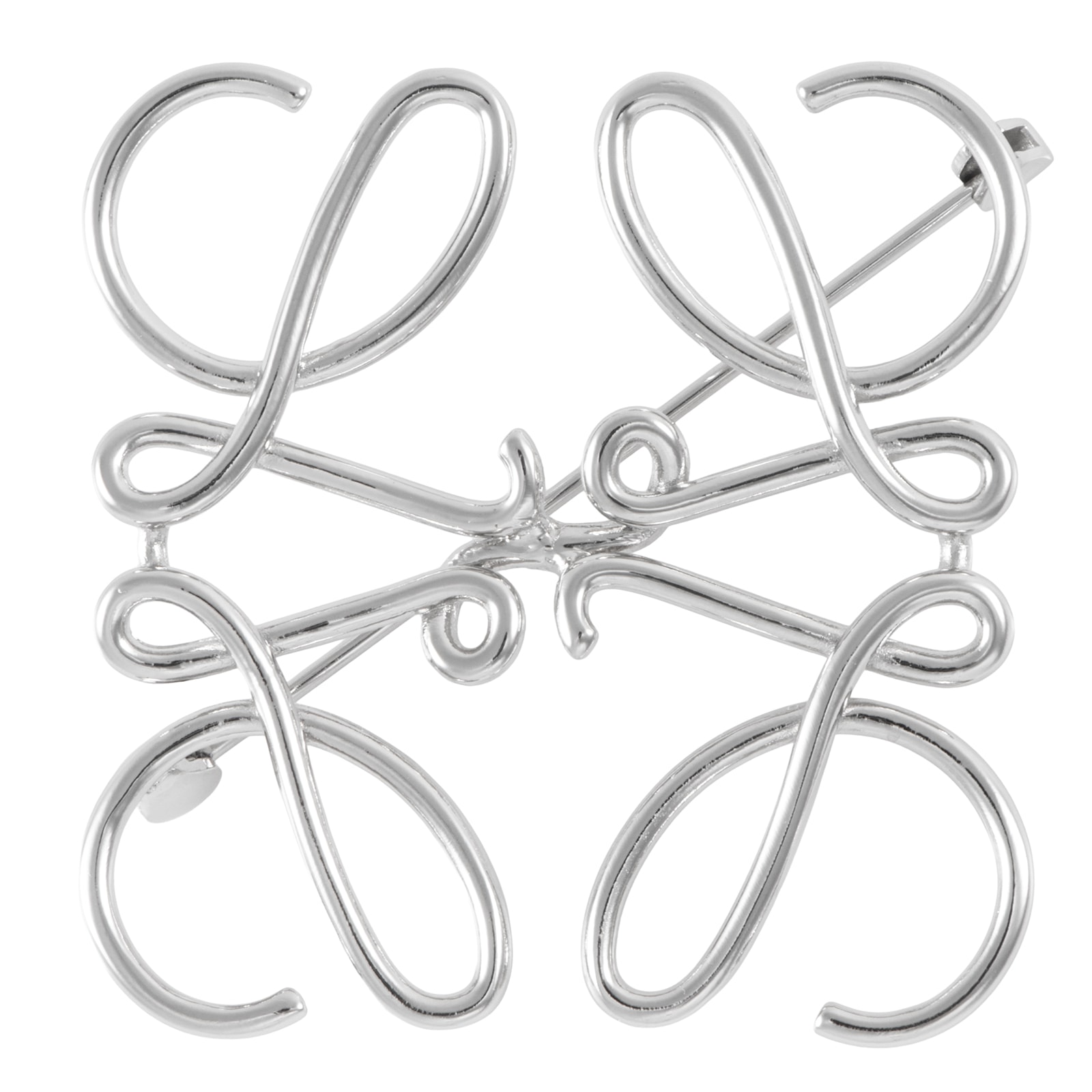 LOEWE ロエベ アナグラム ブローチ 111.25.020 真鍮 シルバー【中古】