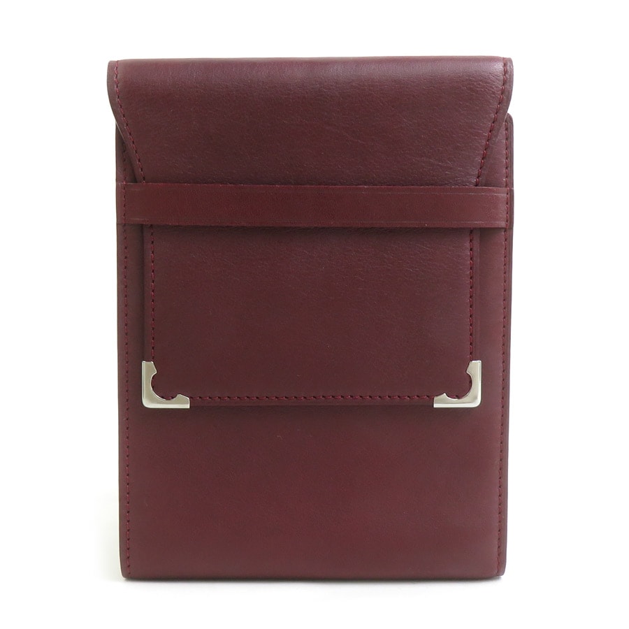 CARTIER カルティエ ヴィンテージ マストライン ボルドー ゴールド金具 レザー 折り財布 札入れ レディース 601963 【中古】 Cartier - CARTIER カルティエ ヴィンテージ マストライン ボルドー