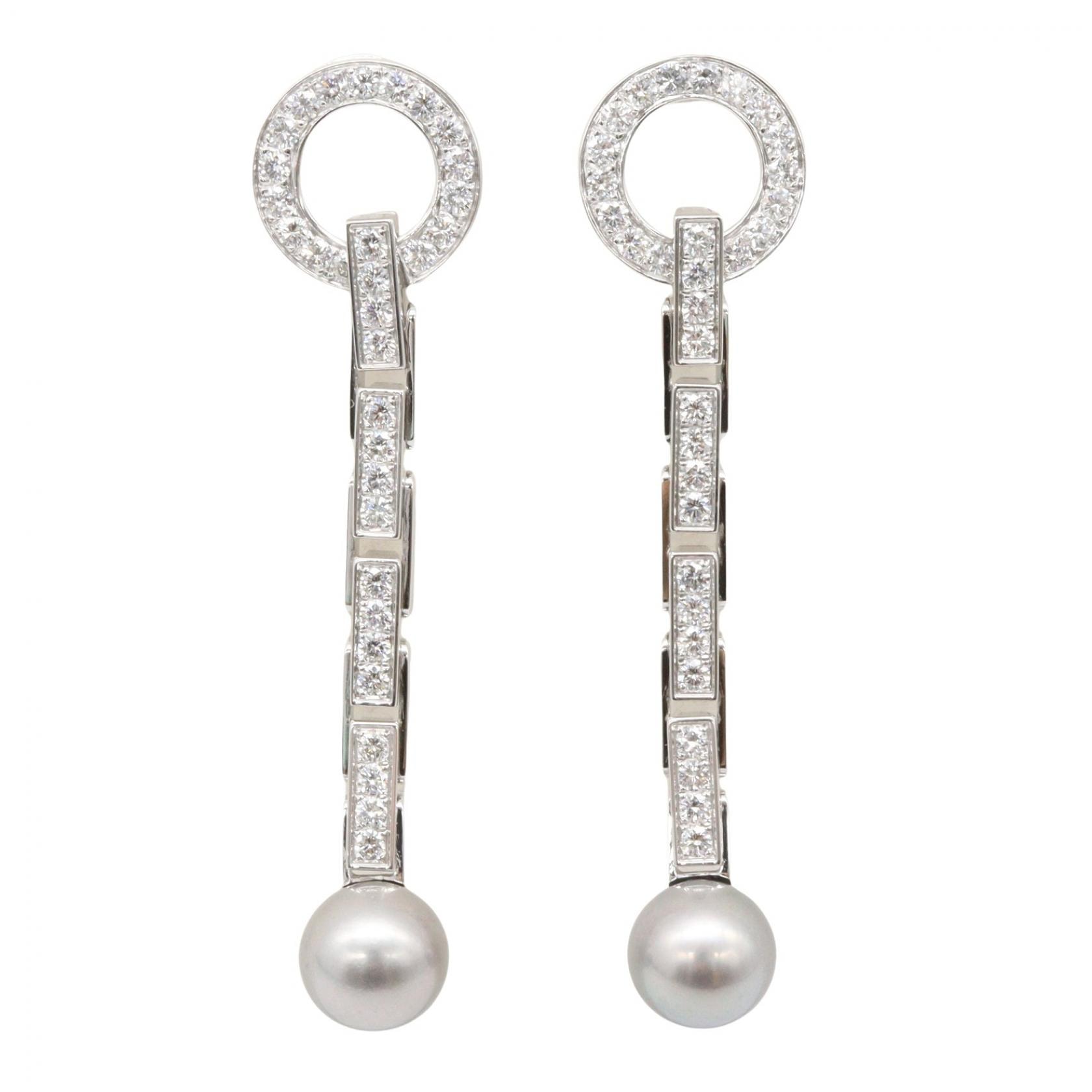 カルティエ CARTIER ヒマリア パール ダイヤ ピアス ピアス ジュエリー K18WG(ホワイトゴールド) ダイヤモンド パール レディース シルバー系 / クリア系 / グレー系 【中古】