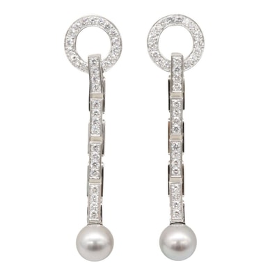 カルティエ CARTIER ヒマリア パール ダイヤ ピアス ピアス ジュエリー K18WG(ホワイトゴールド) ダイヤモンド パール レディース シルバー系 / クリア系 / グレー系 【中古】