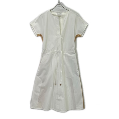 ロロピアーナ FAM3432 ホワイト×ベージュ コットン ドローストリングワンピース 40