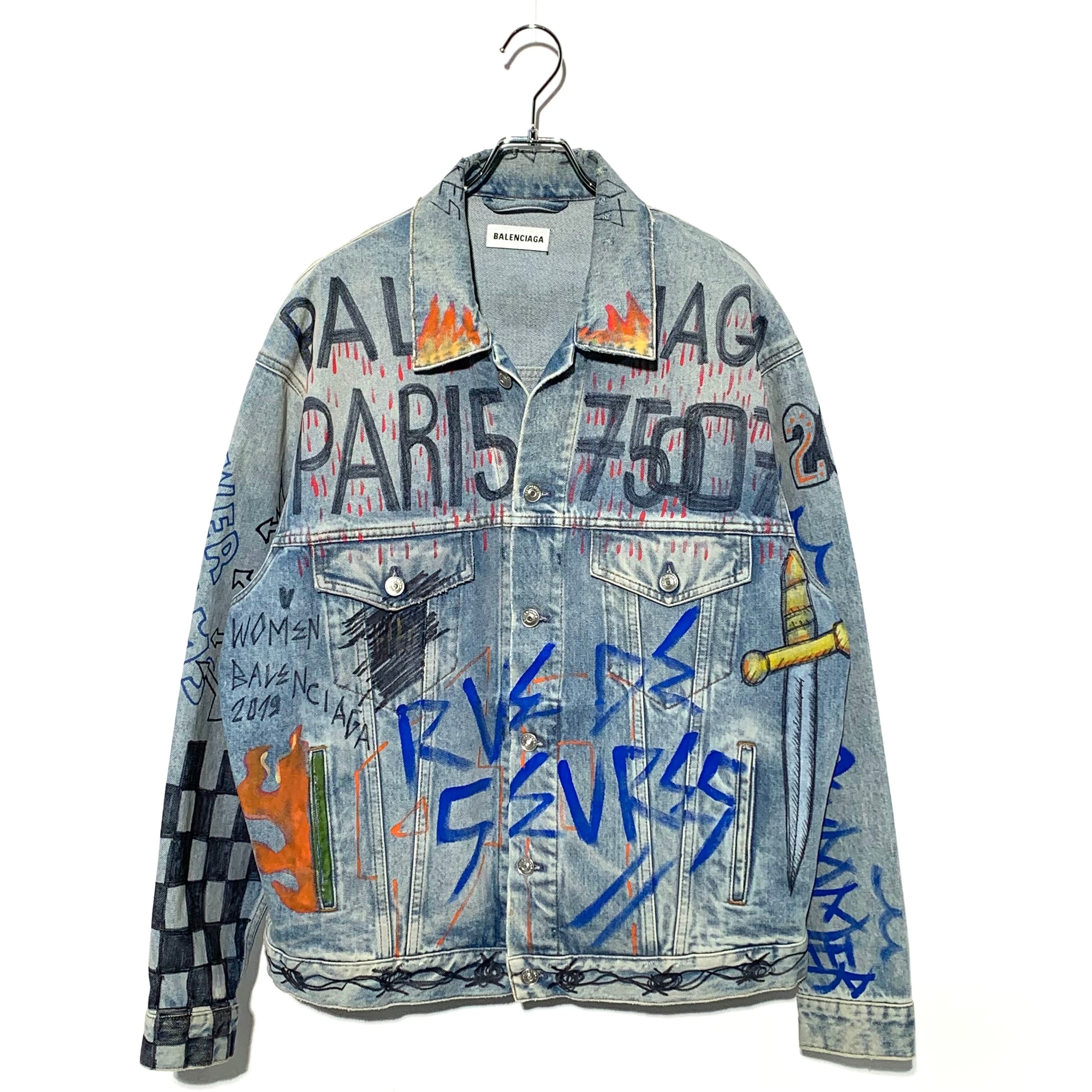 BALENCIAGA Graffiti Denim Jacket 2019 "Light Indigo"