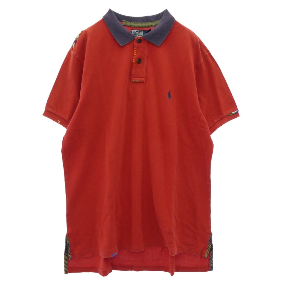POLO RALPH LAUREN ポロ・ラルフローレン ポロシャツ MNBLKNIM1I00174 ダメージ加工 ビーズ刺繍 半袖 ポロシャツ レッド系 XL【中古】