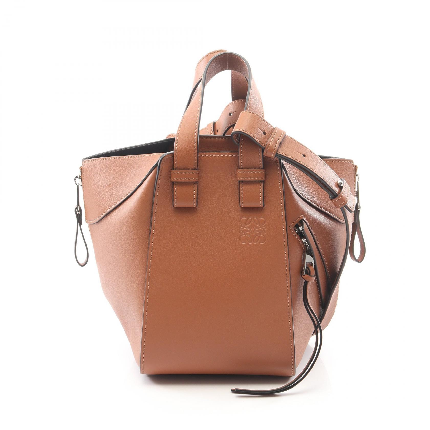 ロエベ LOEWE ハンモックバッグ コンパクト 2WAY ハンドバッグ バッグ レザー レディース ブラウン系 A538H1 【中古】