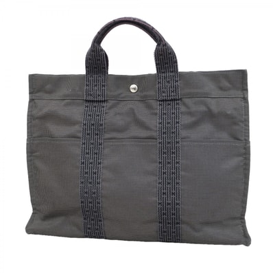 【6fb2827】エルメス トートバッグ エールラインMM キャンバス グレー シルバー金具【中古】メンズ レディース ユニセックス