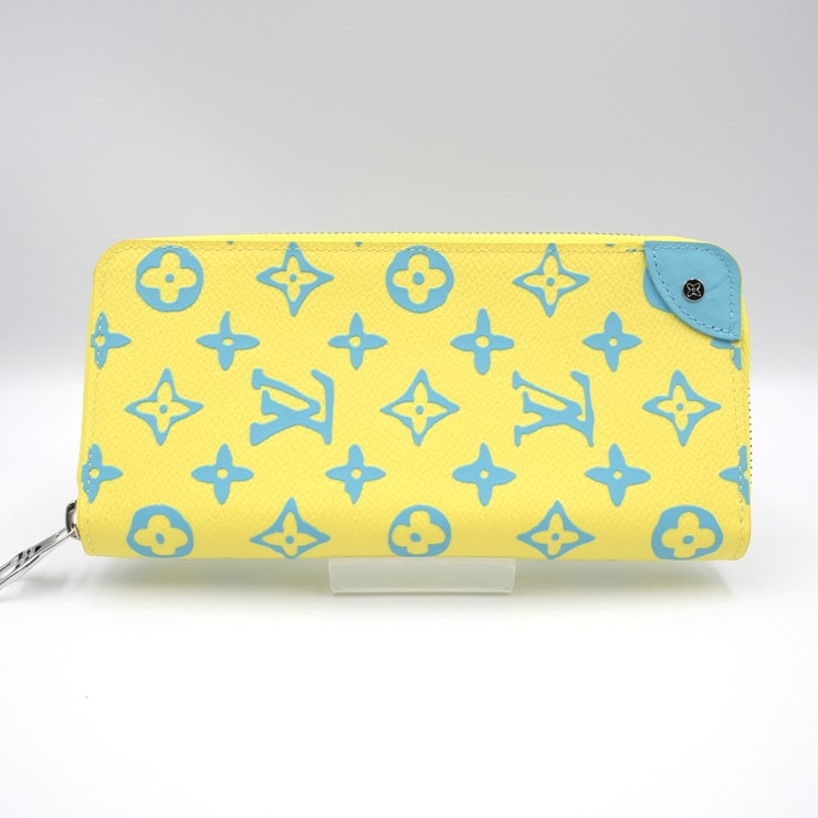 LOUIS VUITTON(ルイ・ヴィトン)ジッピーウォレット・ヴェルティカル モノグラム 長財布 イエロー ブルー シルバー金具 M82005 メンズ【中古】