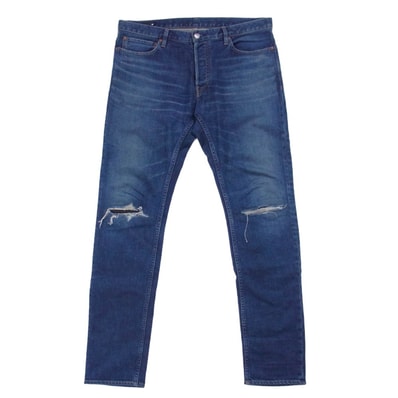MINEDENIM マインデニム デニムパンツ 2011-1002-86-352 S.Slim ボタンフライ ダメージ加工 ジーンズ デニムパンツ インディゴブルー系 12【中古】