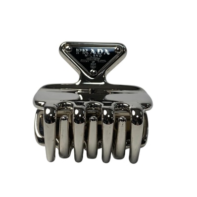 プラダ PRADA ロゴメタル ヘアクリップ シルバー レディース