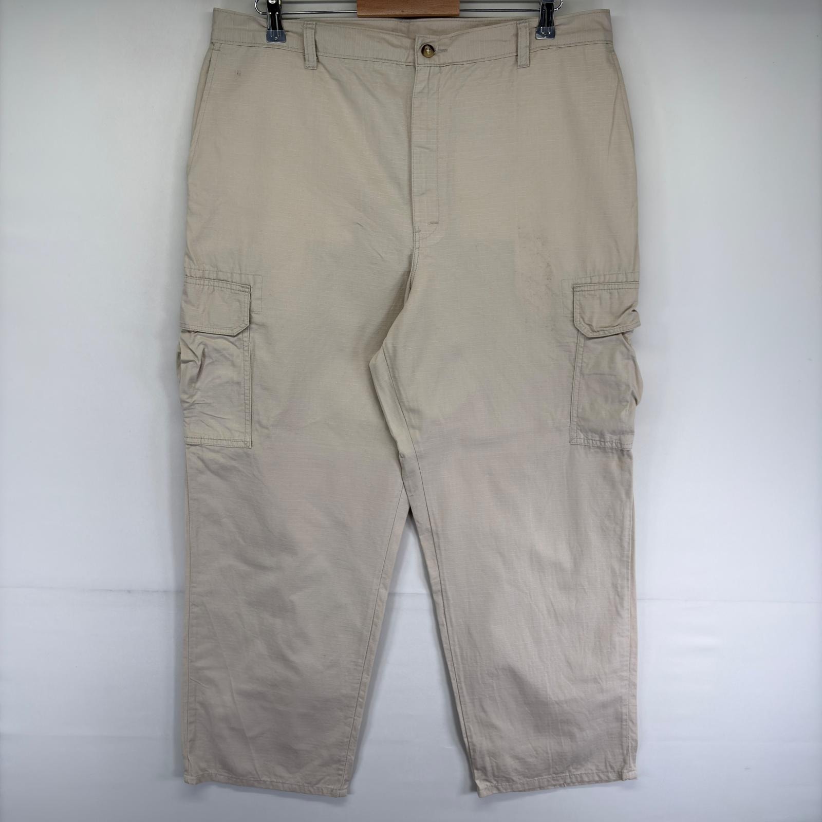 古着 ディッキーズ Dickies パンツ リップストップ ワンポイントロゴ ワークパンツ カーゴ ジッパーフライ w38 L30  ホワイト系 メンズ
