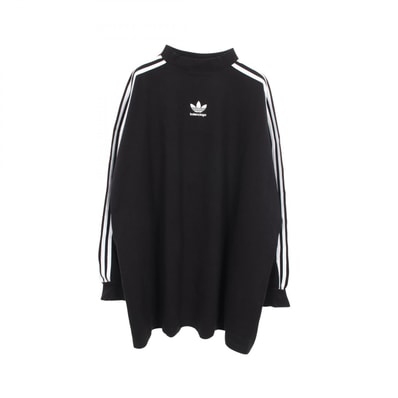 バレンシアガ BALENCIAGA BALENCIAGA × adidas ロングスリーブ ダメージ加工 カットソー 衣料品 トップス コットン メンズ ブラック系 【中古】
