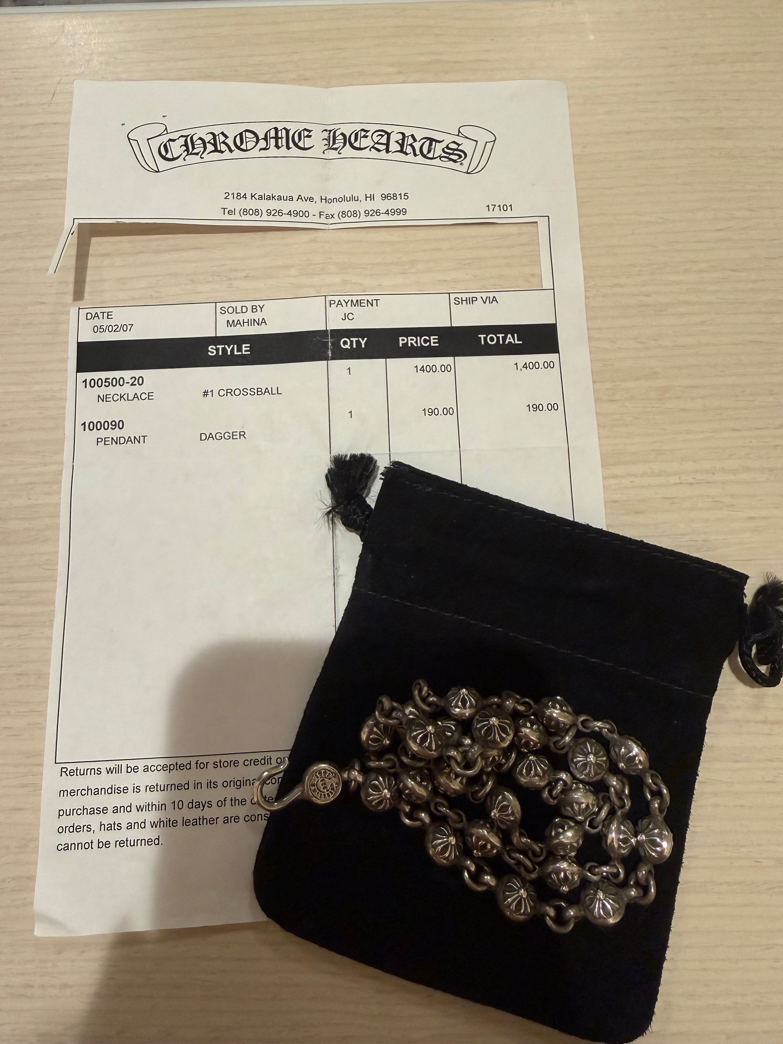 Chrome Hearts Cross Ball Necklace "Silver"