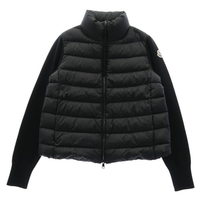 MONCLER モンクレール F20939B51100 A9018 CARDIGAN TRICOT カーディガン ニット切替 ロゴ ダウンジャケット ブラック系 XS【中古】