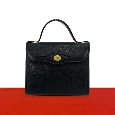Christian Dior ディオール CD ロゴ 金具 レザー ハンドバッグ ブラック
13781