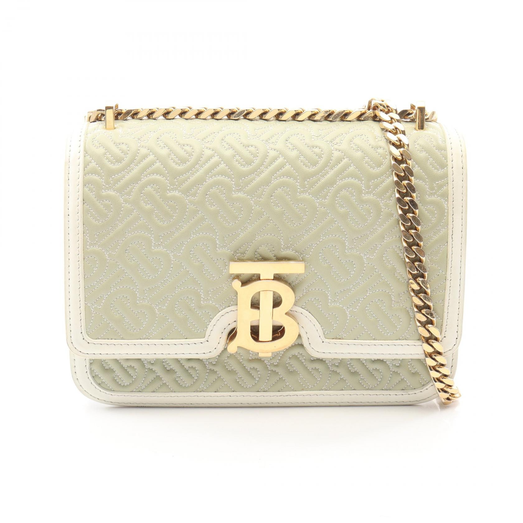 バーバリー BURBERRY TB キルティングモノグラム ショルダーバッグ バッグ レザー レディース グリーン系 / ホワイト系 【中古】
