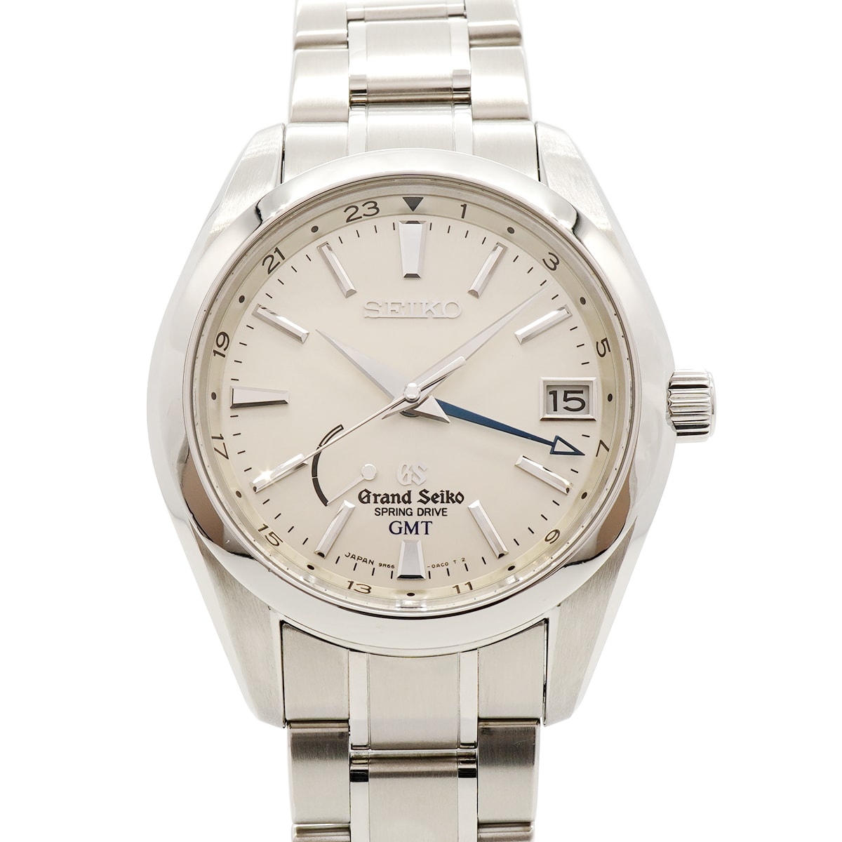 【6whe0394】セイコー グランドセイコー GMT スプリングドライブ SBGE005/9R66-0AC0 シルバー文字盤【中古】腕時計 メンズ