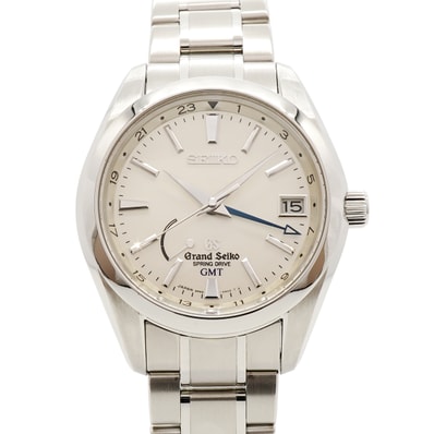 【6whe0394】セイコー グランドセイコー GMT スプリングドライブ SBGE005/9R66-0AC0 シルバー文字盤【中古】腕時計 メンズ