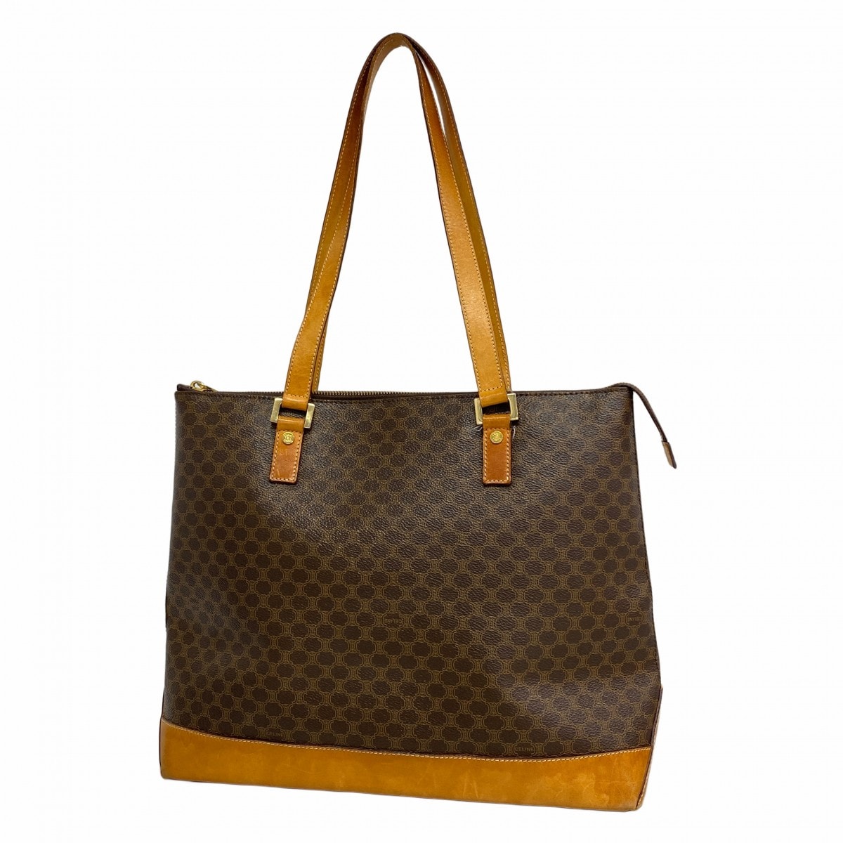 【6dc3161】セリーヌ トートバッグ マカダム PVC ブラウン シャンパンゴールド金具【中古】レディース