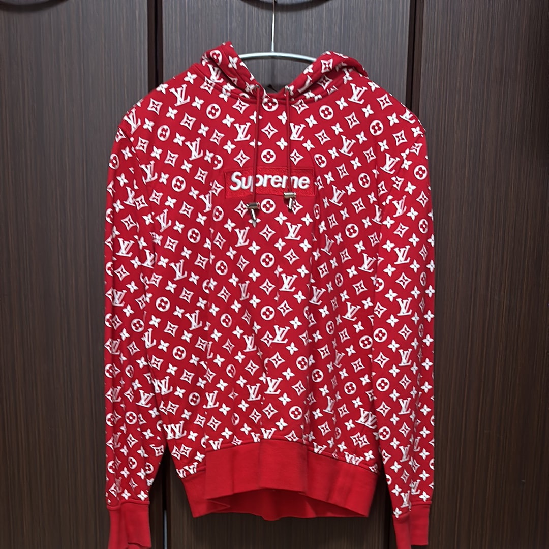Supreme / Louis Vuitton Box Logo Hooded Sweatshirt "Red"