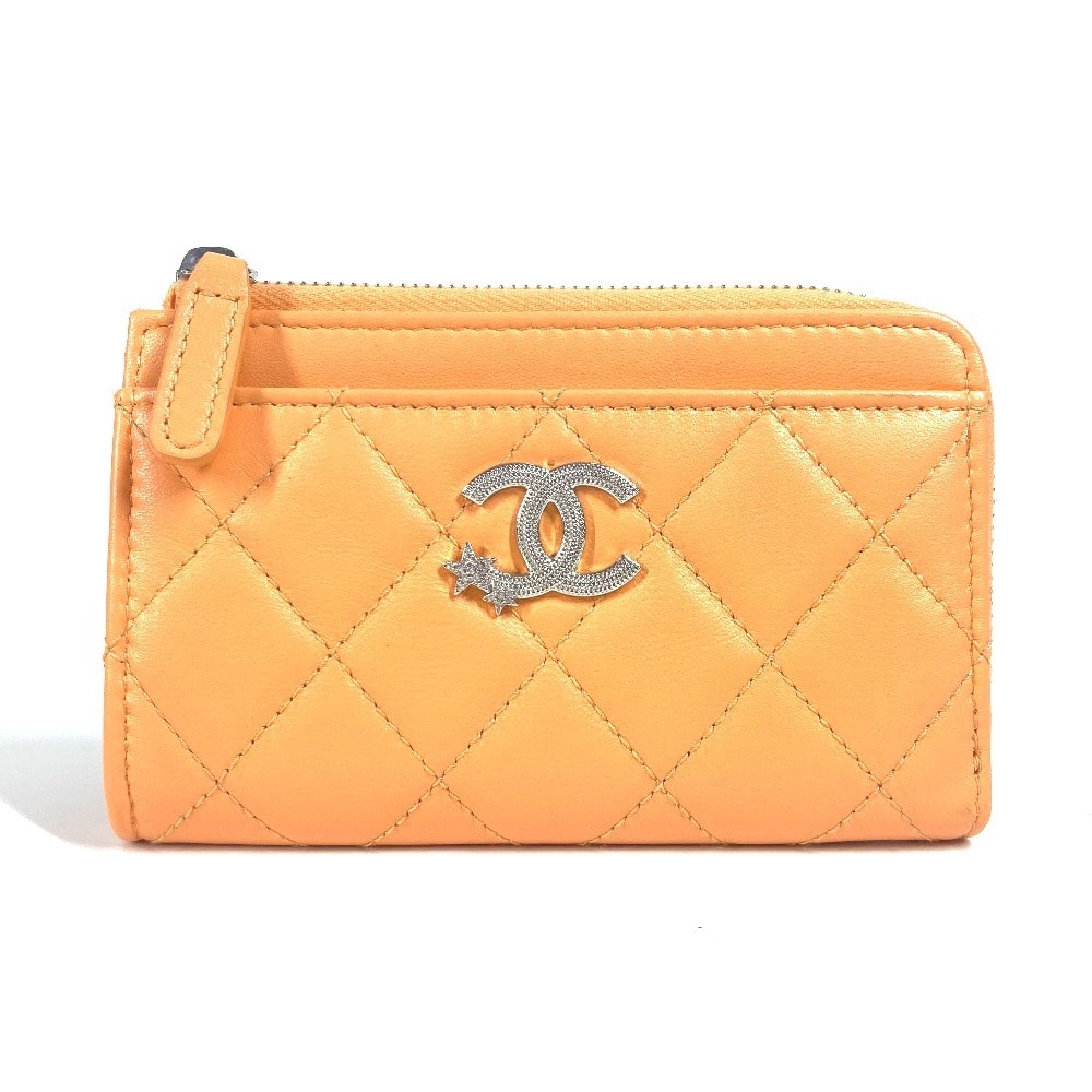 シャネル CHANEL CC ココマーク スター ロゴ AP3732 財布 小銭入れ カードケース フラグメントケース コインケース ラムスキン オレンジ 未使用