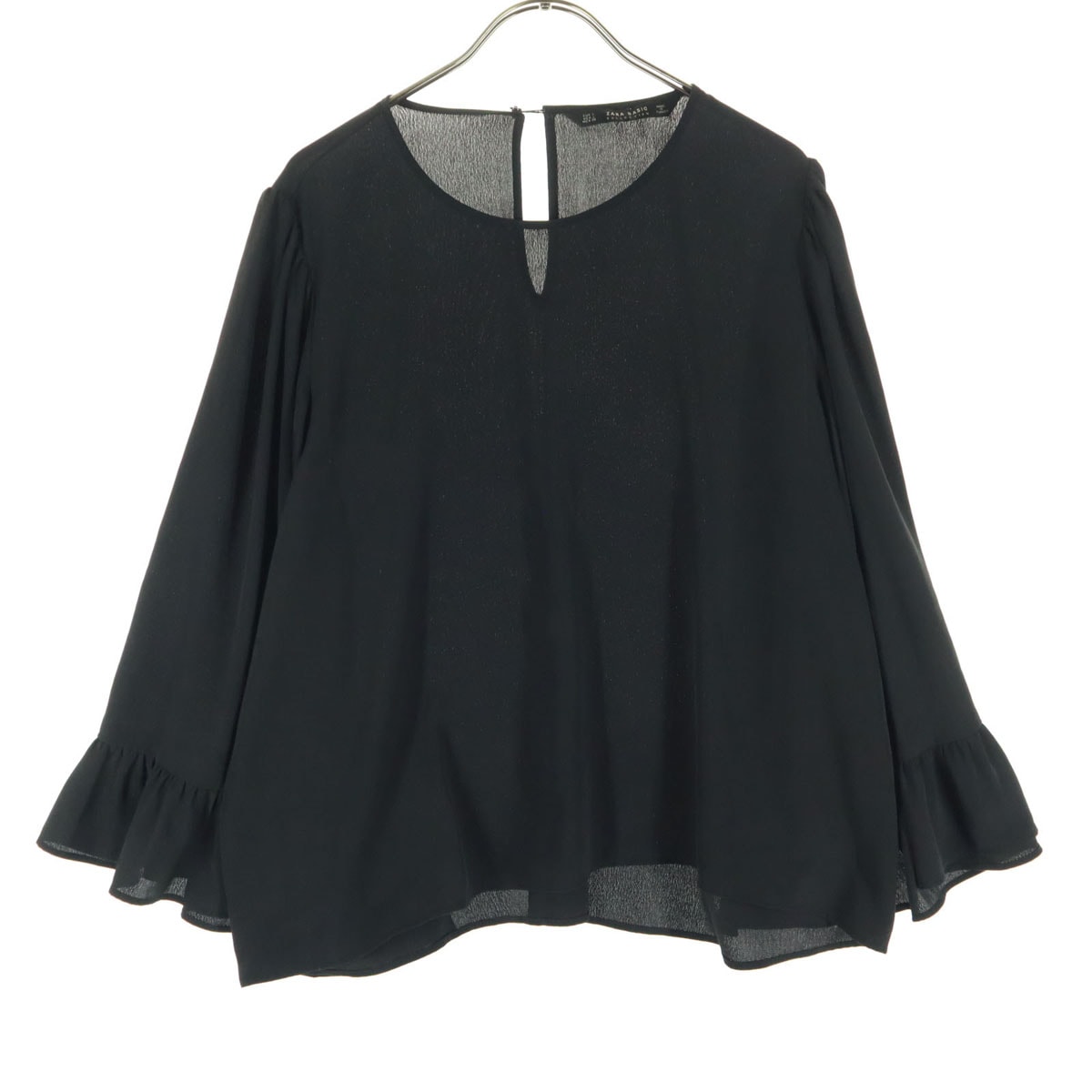 美品 ZARA BASIC ザラベーシック 長袖 ブラウス L ブラック フリル