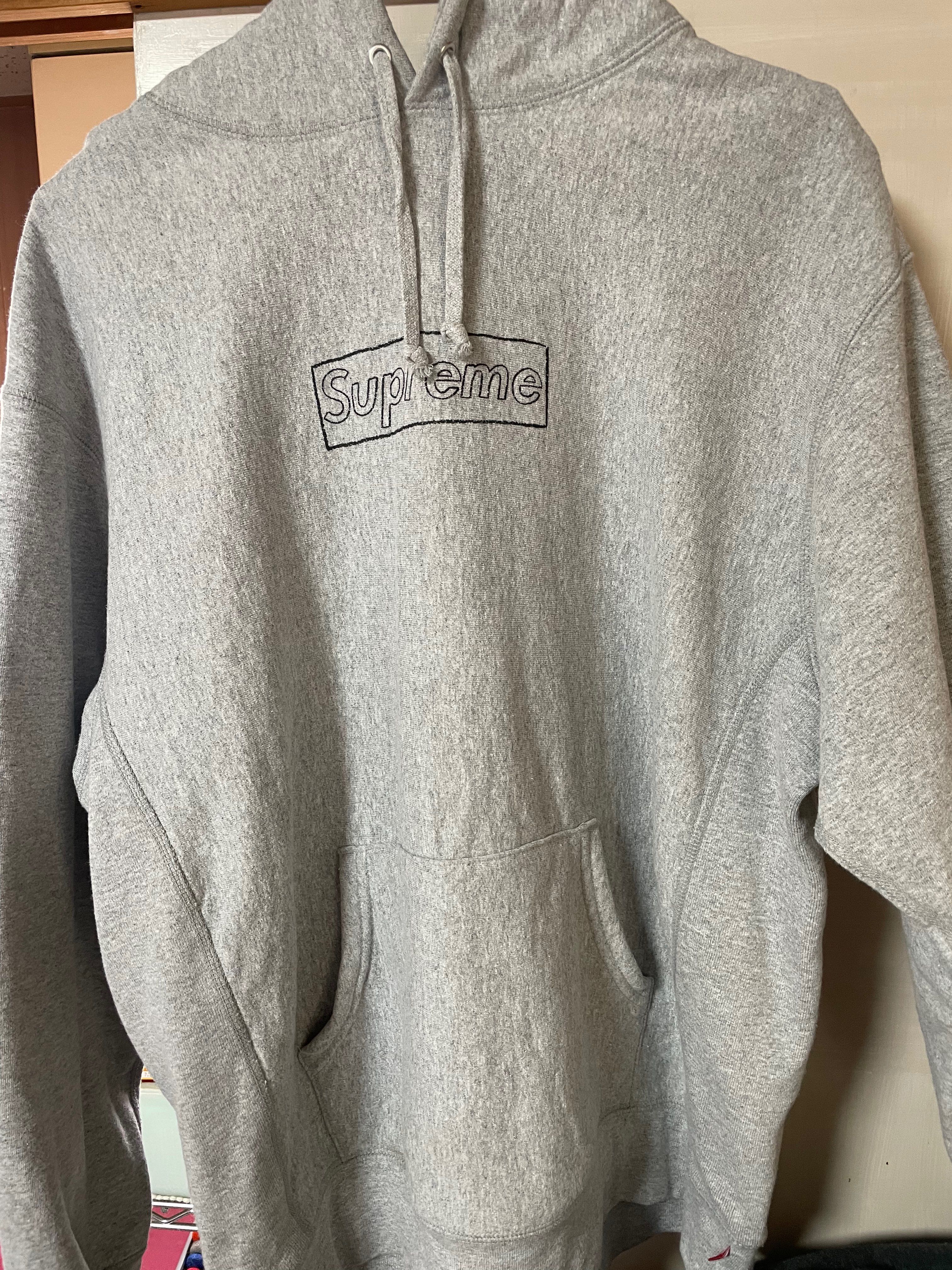 Supreme KAWS Chalk Logo Hooded Sweatshirt "Grey"(2021)